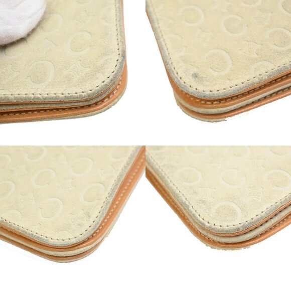 CELINE Logo C Macadam Pattern Mini Shoulder Bag Suede Leather Ivory 69FB850 - Picture 8 of 15